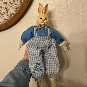 Blue and White Checkered Bunny doll
